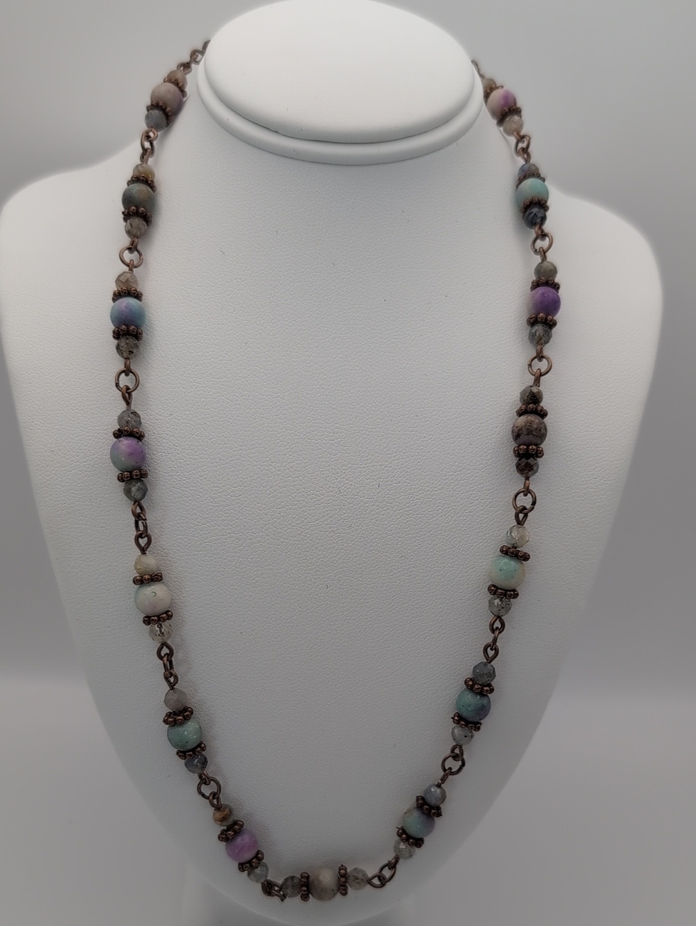 Handmade Kyanite Calcite & Copper Beaded Necklace 17"